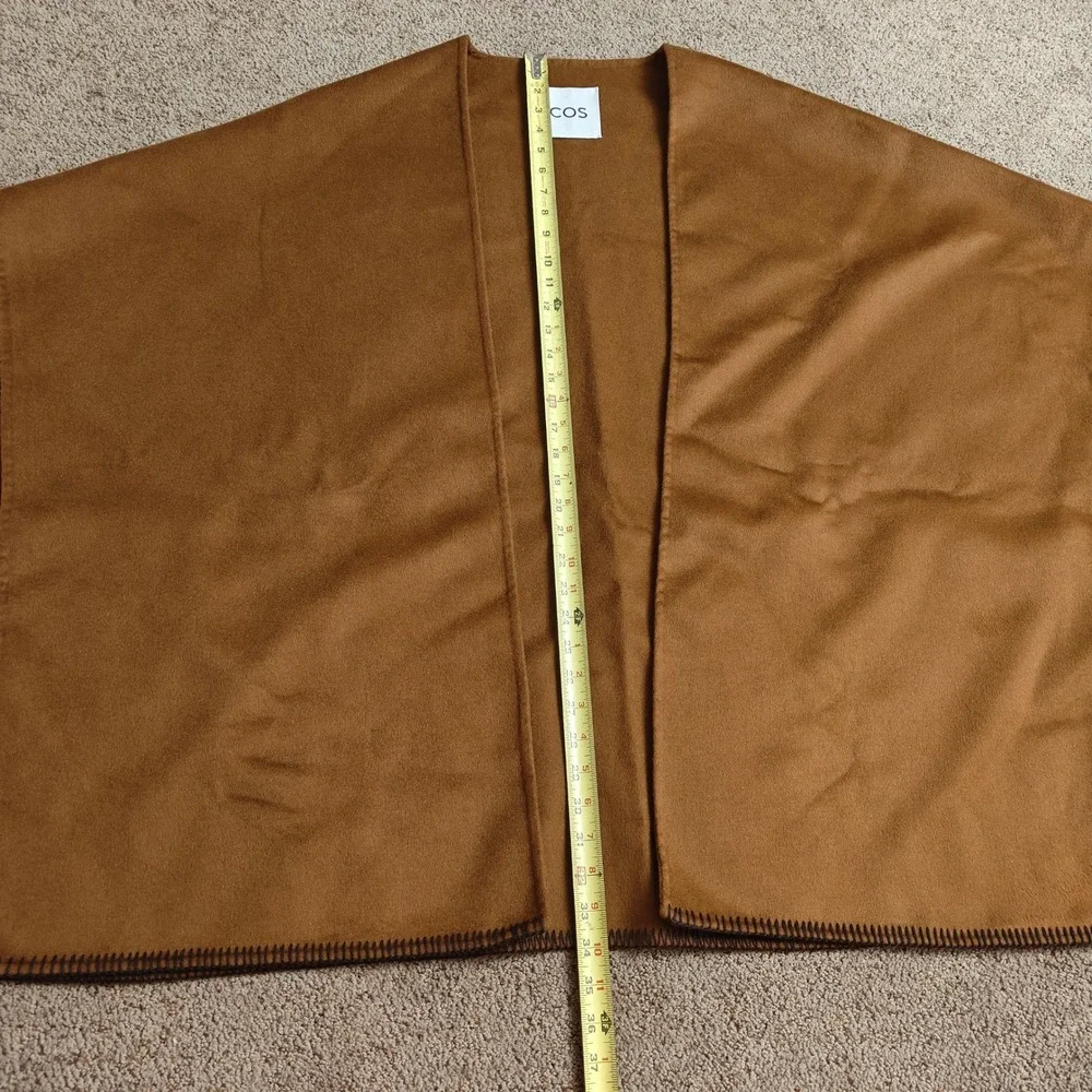 COS Women Camel Brown Wool Blend Cape Poncho Open‎ Front Sz OS